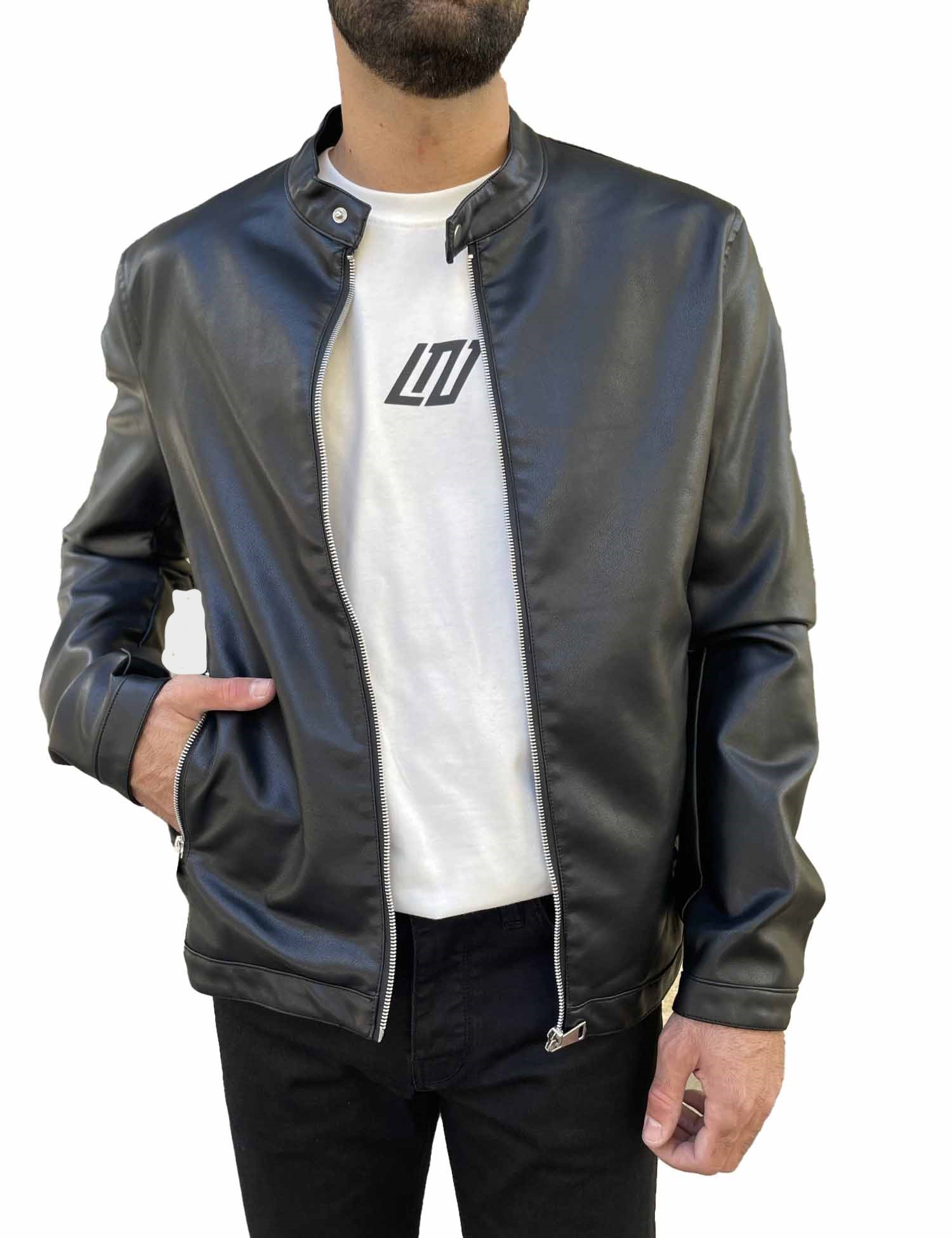 Bread and Buttons ανδρικό μαύρο Jacket από δερματίνη με μάο γιακά G12317 φωτογραφία